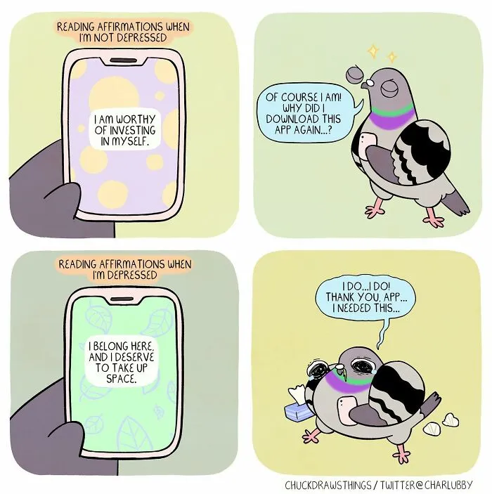 Artist Illustrates What It's Like To Live With Anxiety And Depression Through The Eyes Of A Pigeon (30 New Pics)