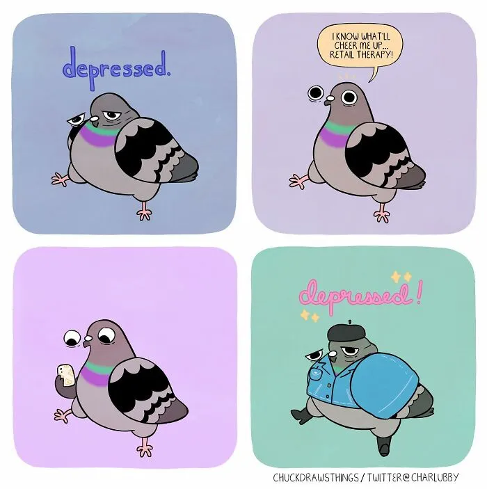 Artist Illustrates What It's Like To Live With Anxiety And Depression Through The Eyes Of A Pigeon (30 New Pics)