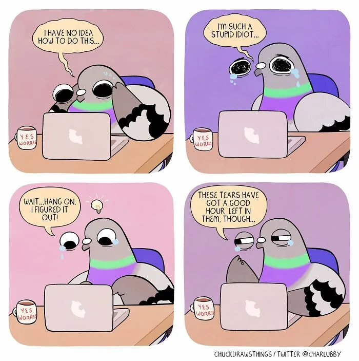 Artist Illustrates What It's Like To Live With Anxiety And Depression Through The Eyes Of A Pigeon (30 New Pics)