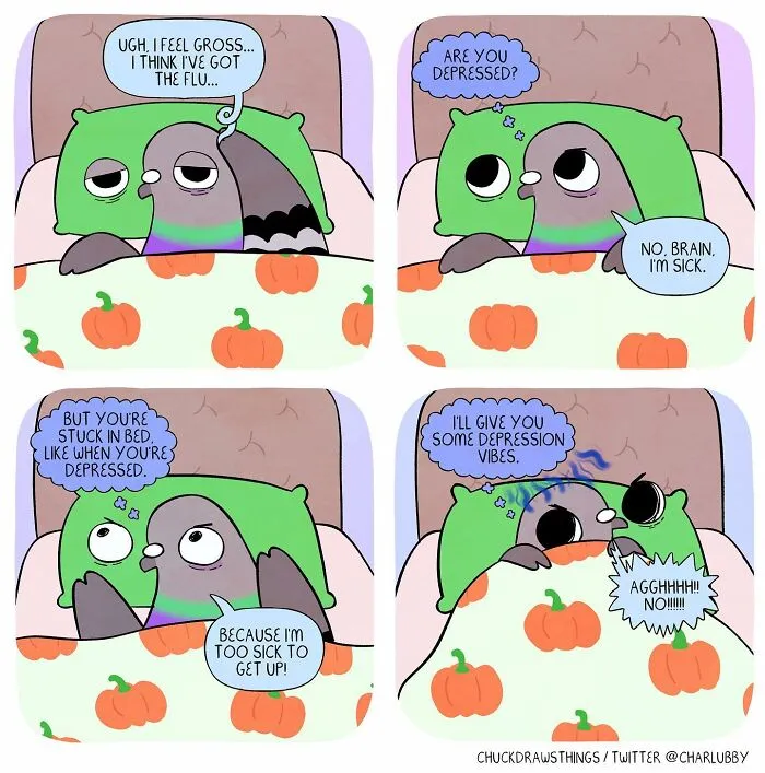 Artist Illustrates What It's Like To Live With Anxiety And Depression Through The Eyes Of A Pigeon (30 New Pics)