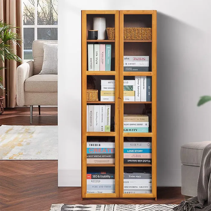 MoNiBloom Tall Bookshelf With Doors