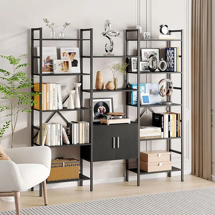 Home Bi Triple Wide Industrial Bookshelf