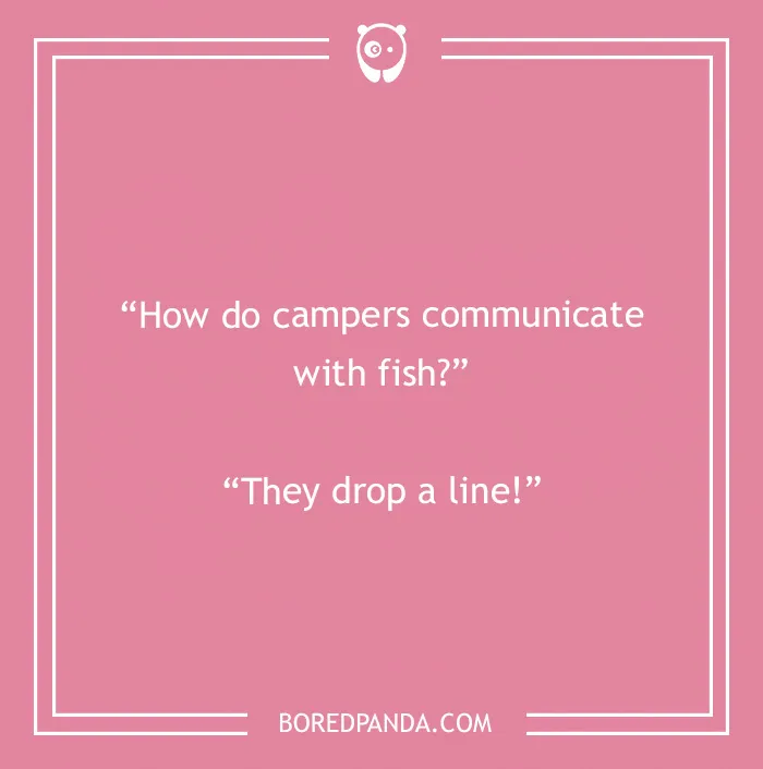 Camping joke: How do campers communicate with fish? They drop a line! A wild ride of camping jokes.