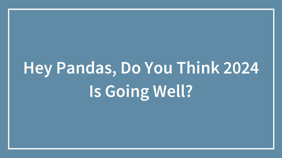Hey Pandas, Do You Think 2024 Is Going Well? (Closed)