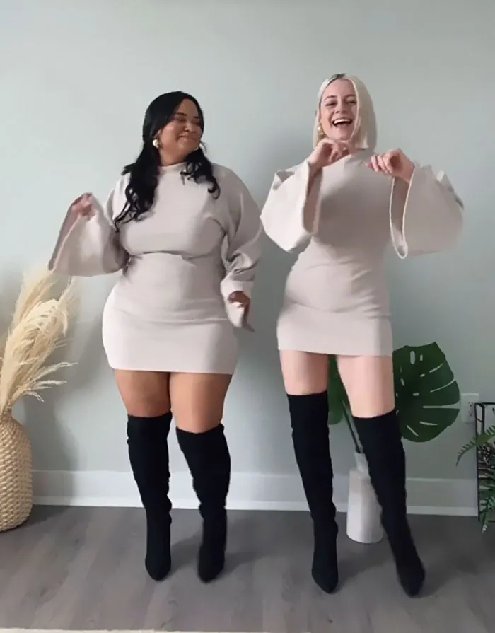 “Style, Not Size”: Two Friends Wear The Same Outfit To Show There Is No “Ideal” Body Type (38 New Pics)