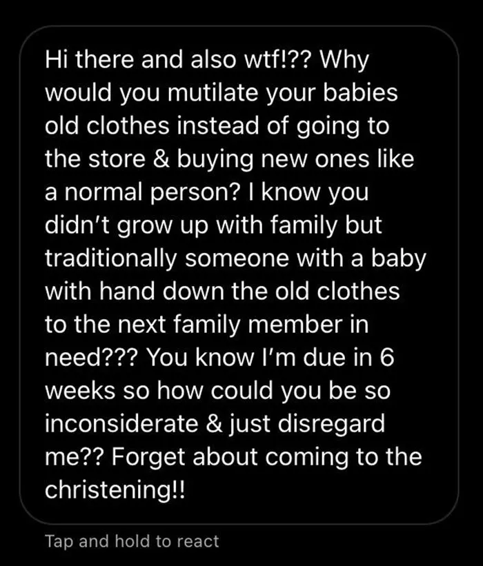 My Pregnant Sister-In-Law Isn't Happy That I Repurposed My Baby's Outgrown Onesies