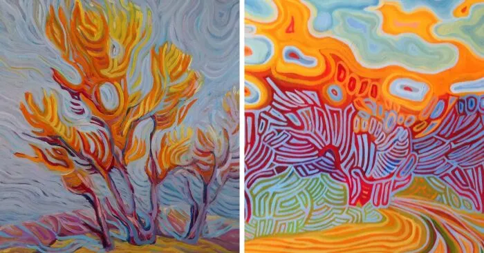 I Can't Get Rid Of The Flames In My Landscape Paintings (12 Pics)