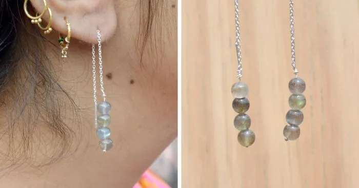 Dancing Lights: The Tale Of Labradorite Threader Earrings
