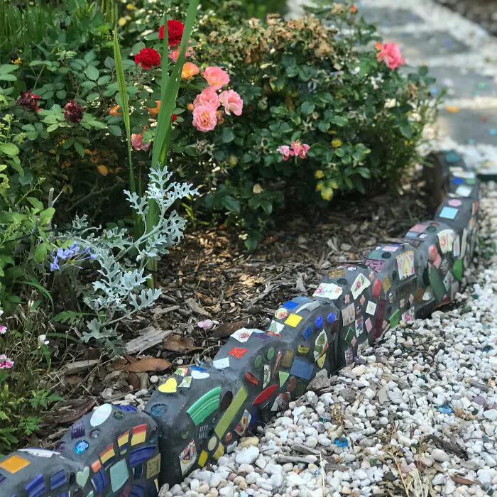 Mosaic Tile Flower Bed Edging