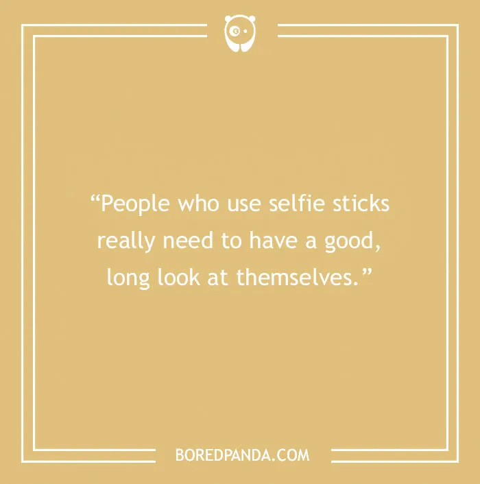 Text joke about selfie sticks users needing a long look at themselves.