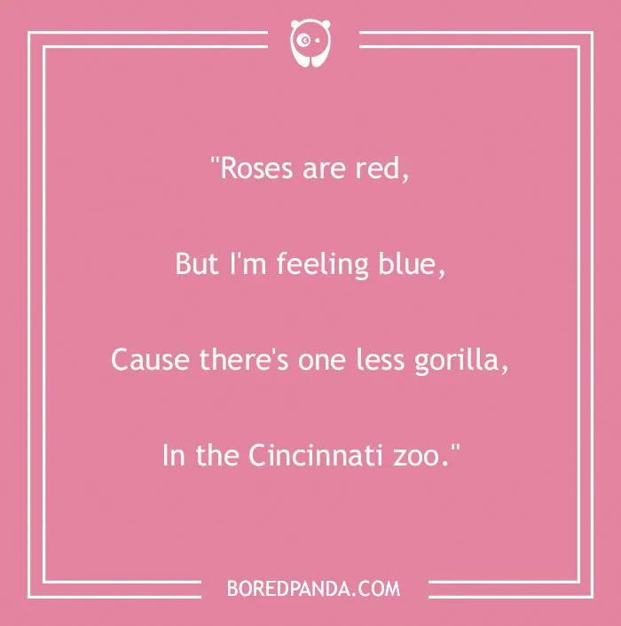 Funny "Roses Are Red" poem about feeling blue due to a missing gorilla at the Cincinnati zoo.