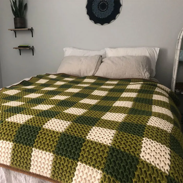 Wrap Your Bed in a Charming Gingham Crochet Pattern Blanket
