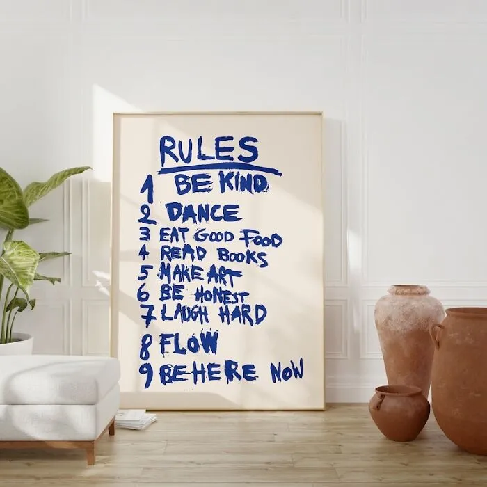 Bring The Vibe Of Yesteryears To Your Space; Let This Rules Art Print Be Your Daily Guide To Kicking It Retro, While Keeping It Real.