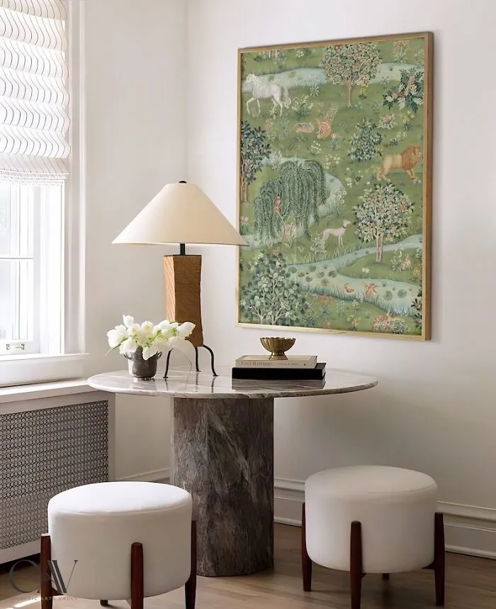 Wrap Your Room In A Textile Tradition That's Sure To Turn Heads—literally! One Look At These Observant Owls Among The Willows Is A Gaze Into The Heritage Of Decorative Arts.