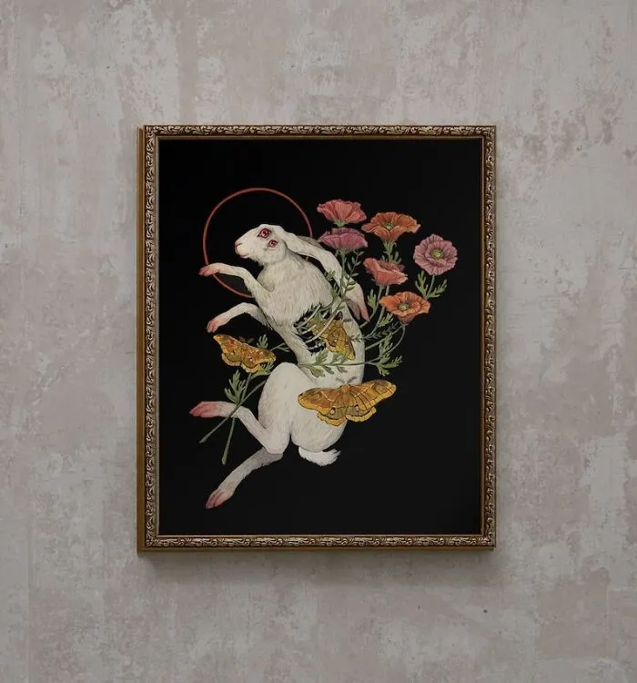 Transform Your Sanctuary With A Scene That's Straight Out Of A Storybook. This Blend Of Innocent Intrigue And Blooming Beauty Is Your New Favorite Rabbit Hole.