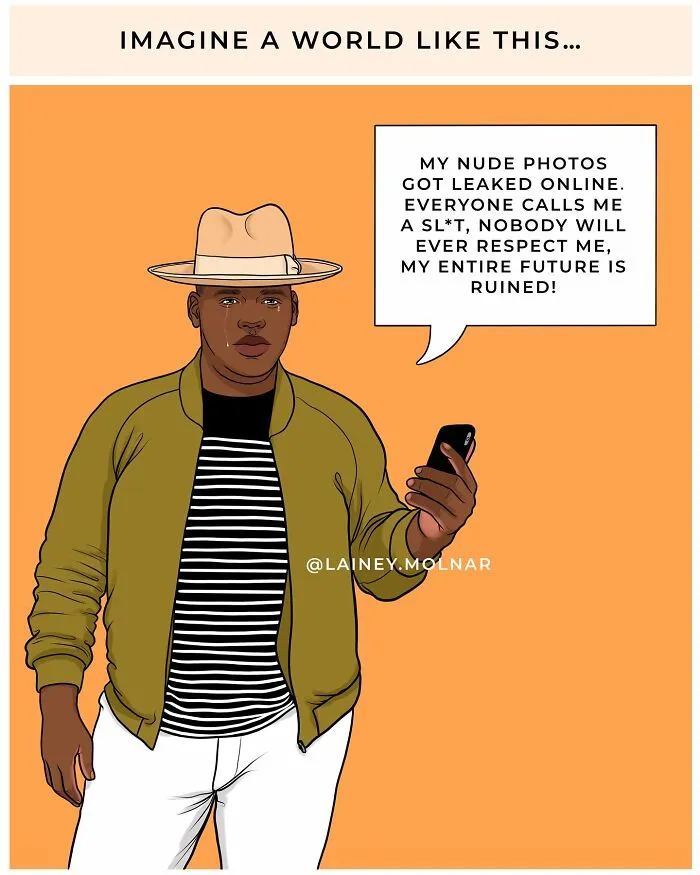 Artist Points Out Everyday Sexism By Placing Men In The Shoes Of Women (8 Pics)