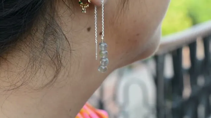Dancing Lights: The Tale Of Labradorite Threader Earrings