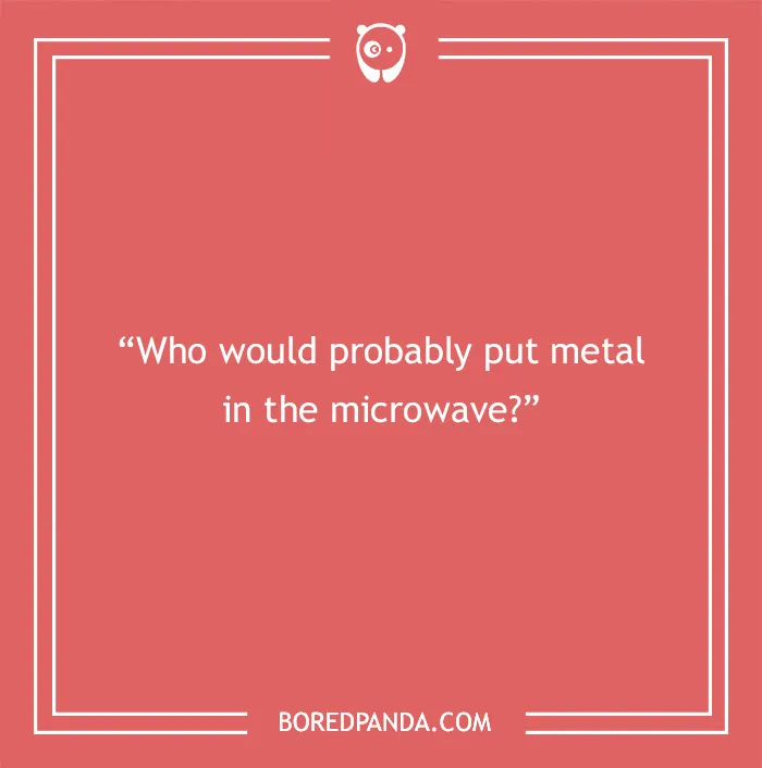 Paranoia questions example on a red background asking who would probably put metal in the microwave to find out thoughts.