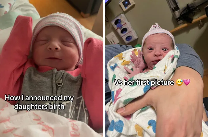35 Parents Share Pics They Used To Announce Their Baby’s Birth Vs. What They Actually Looked Like