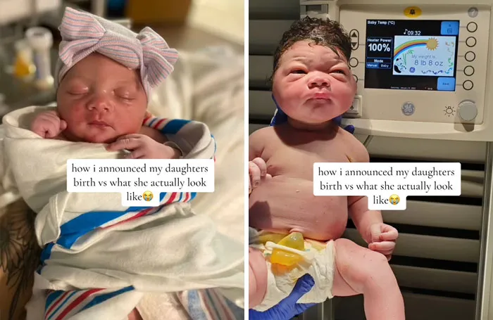 35 Parents Share Pics They Used To Announce Their Baby’s Birth Vs. What They Actually Looked Like