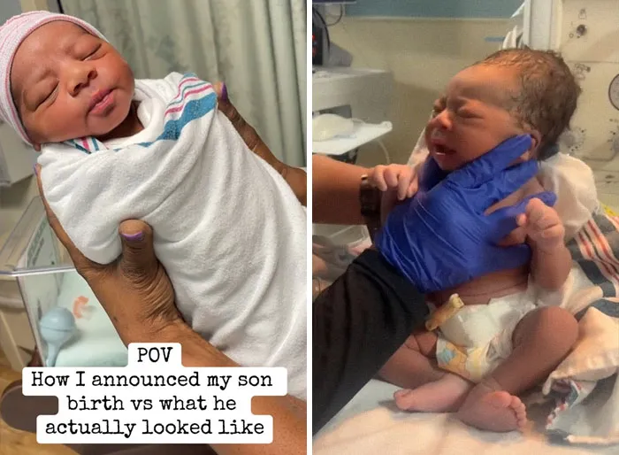 35 Parents Share Pics They Used To Announce Their Baby’s Birth Vs. What They Actually Looked Like