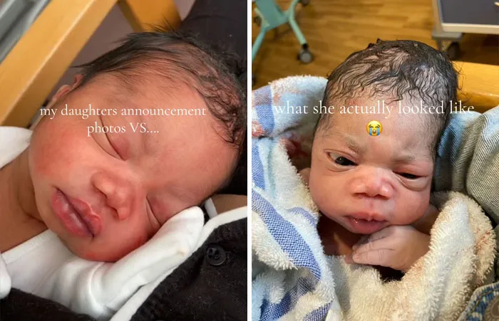 35 Parents Share Pics They Used To Announce Their Baby’s Birth Vs. What They Actually Looked Like