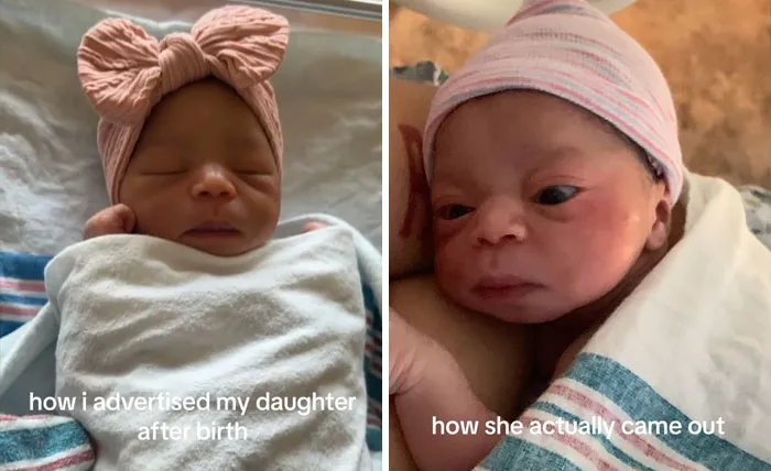 35 Parents Share Pics They Used To Announce Their Baby’s Birth Vs. What They Actually Looked Like
