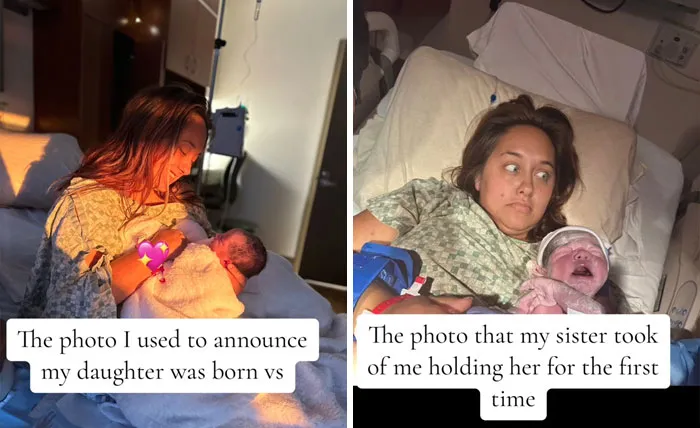 35 Parents Share Pics They Used To Announce Their Baby’s Birth Vs. What They Actually Looked Like