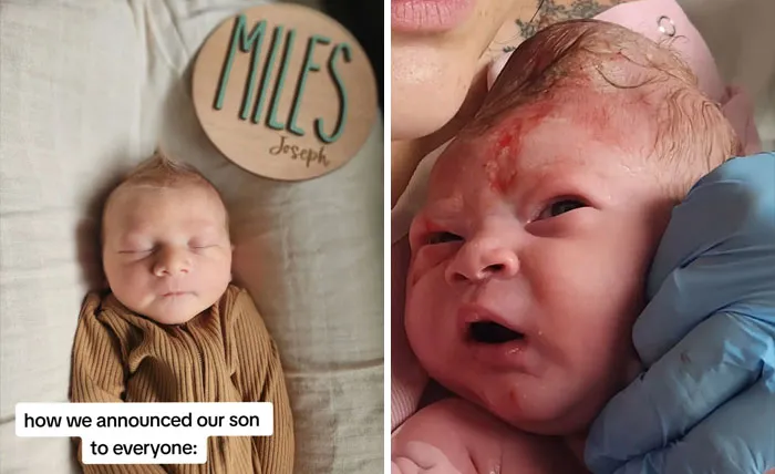 35 Parents Share Pics They Used To Announce Their Baby’s Birth Vs. What They Actually Looked Like