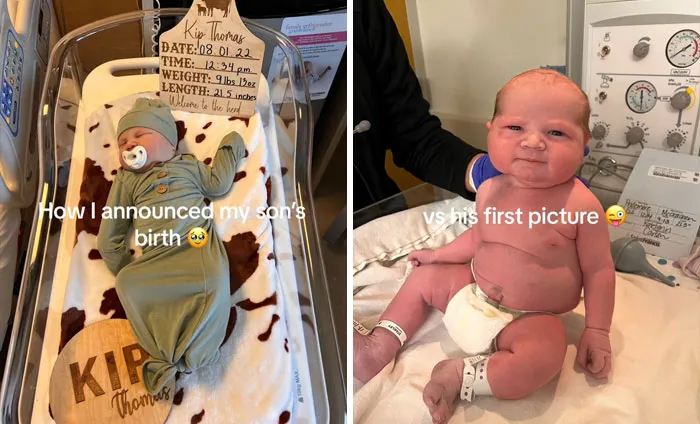 35 Parents Share Pics They Used To Announce Their Baby’s Birth Vs. What They Actually Looked Like