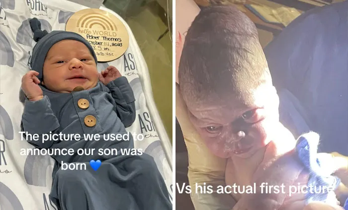 35 Parents Share Pics They Used To Announce Their Baby’s Birth Vs. What They Actually Looked Like