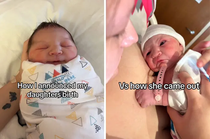 35 Parents Share Pics They Used To Announce Their Baby’s Birth Vs. What They Actually Looked Like