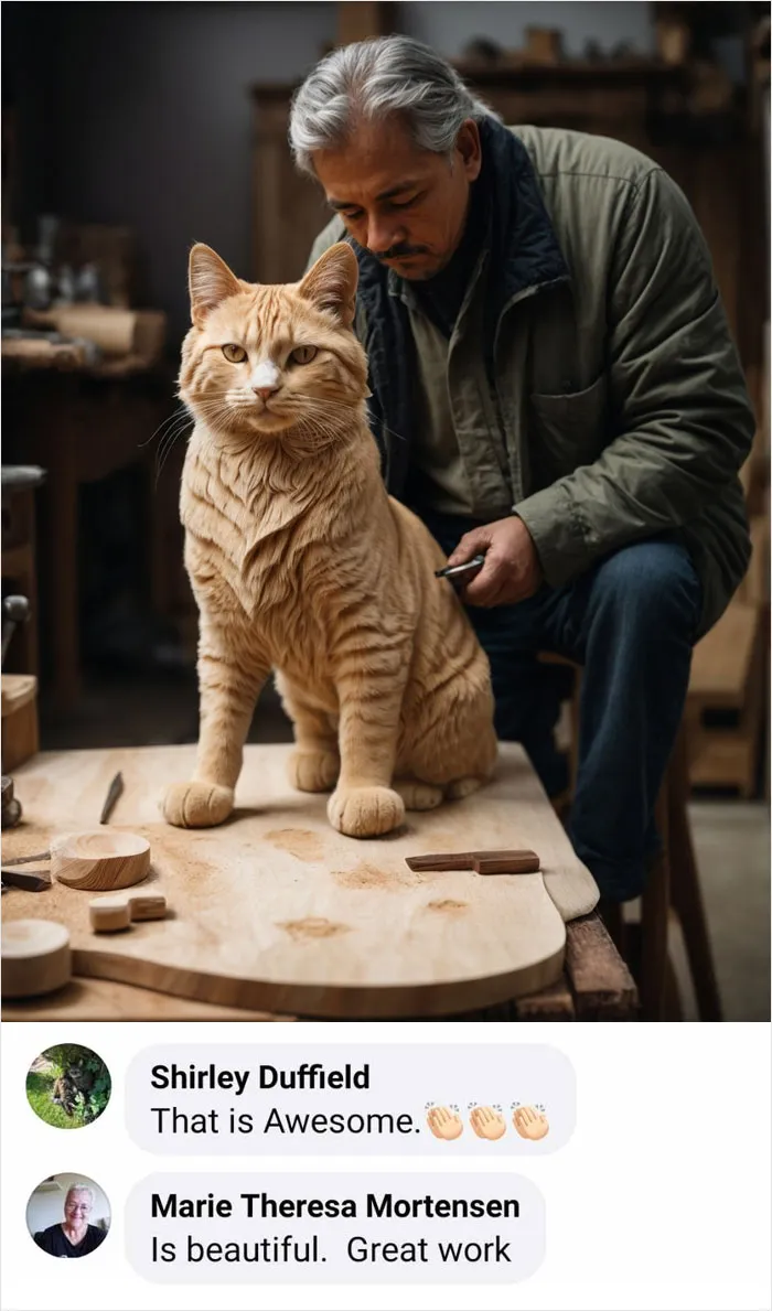 I've Been Sculpting This Wooden Cat For Almost A Year Now