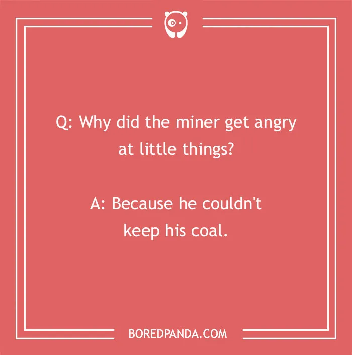 Miner joke text on a red background with a playful font style.