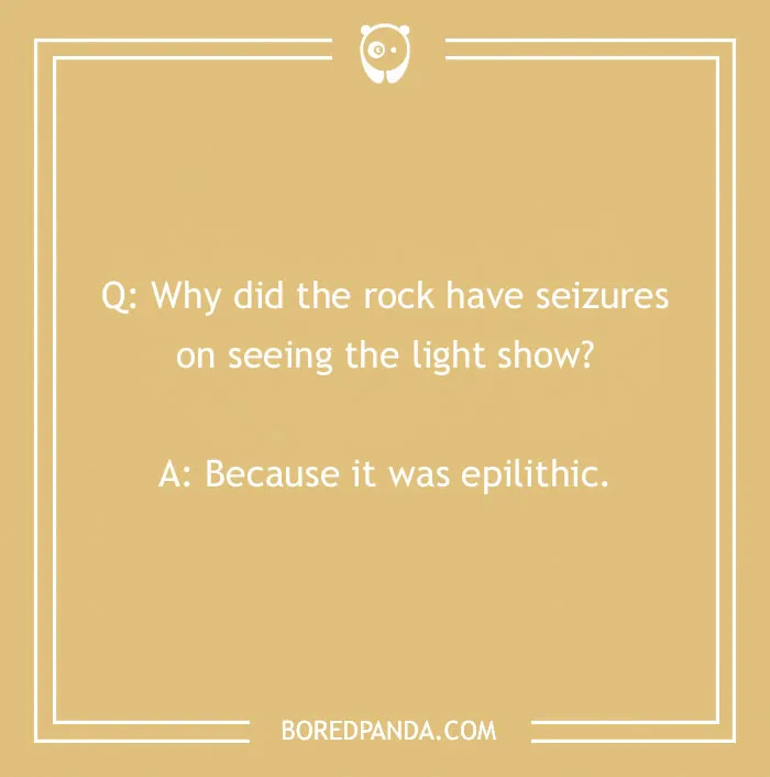 Rock joke with question and punchline about seizures and light shows.