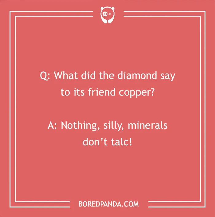 Rock joke image featuring a pun about minerals and talc, set on a red background with BoredPanda branding.