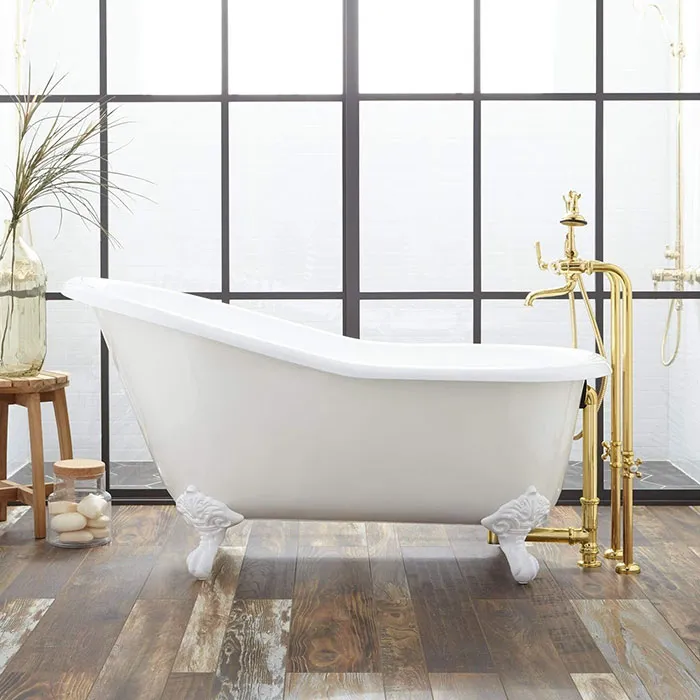 Signature Hardware Erica 57-inch Cast Iron Soaking Clawfoot Tub