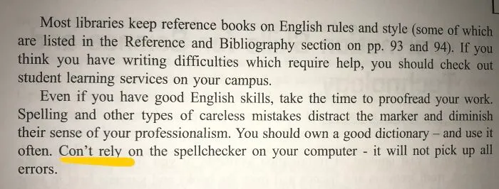 The Spelling Mistake In This Textbook On Writing Specifically Warning Of Spelling Mistakes