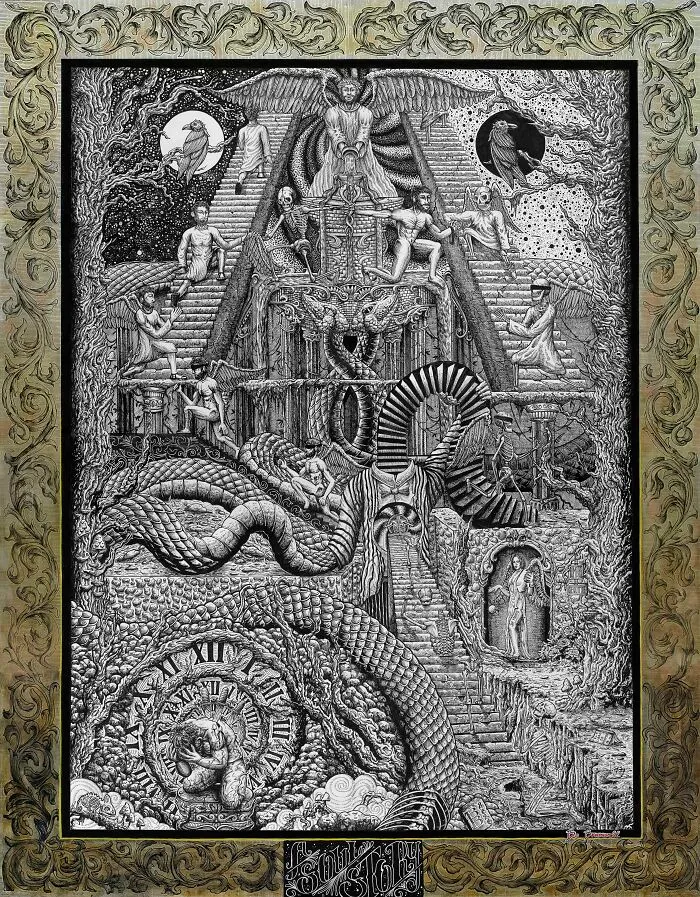 This Piece Took 350 Hours And Tells The Story Of Me Leaving Religion, Becoming An Addict, Attempting Suicide, Living In A Shelter, And Finally Finding Myself. All Through Symbolism