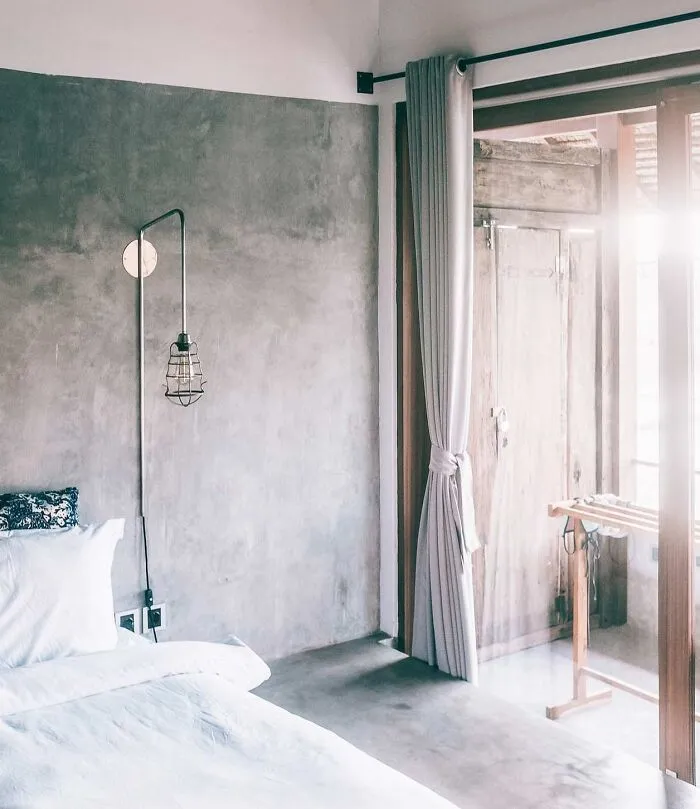 Monochromatic Industrial Bedroom