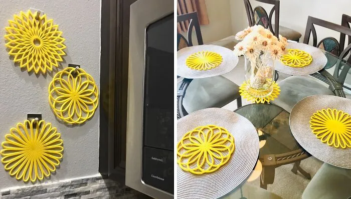 Pinterest-worthy kitchen with yellow decorative accents and matching table setting.
