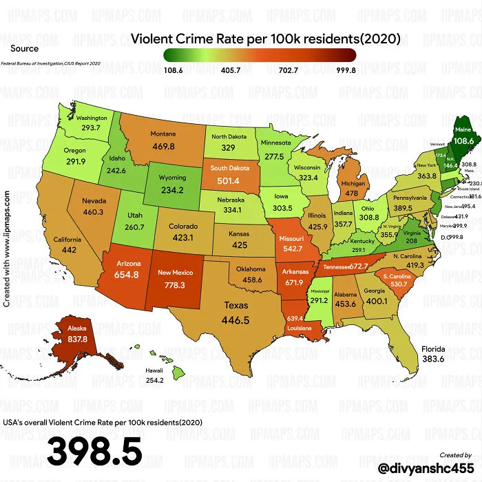 US States By Violent Crime Rate