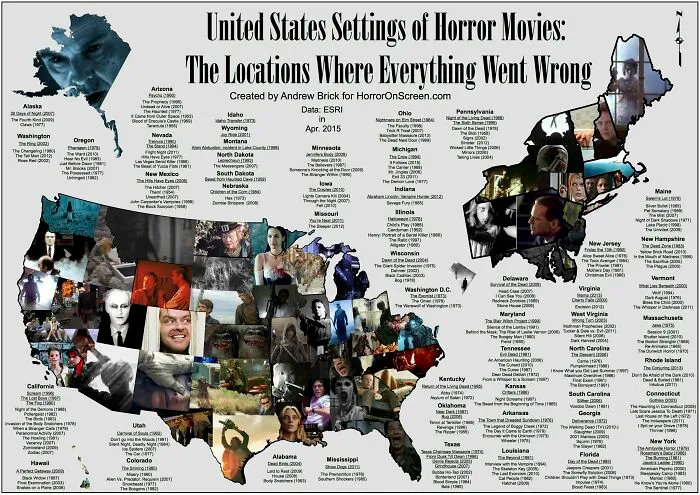 Here’s A US Map Showing Where Horror Movies Took Place (By Andrew Brick)