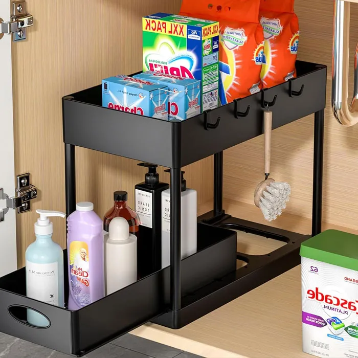 Maximize Your Cabinet Space With <span Style="Font:inherit;color:#d74b1f;"> The PUILUO Under Sliding Cabinet Basket Organizer</Span>: Effortlessly Organize And Access Your Essentials With Ease