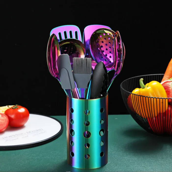 Brighten Up Your Kitchen With This<span Style="Font:inherit;color:#d74b1f;"> 13-Piece Rainbow Plated Stainless Steel Utensils Set</Span>