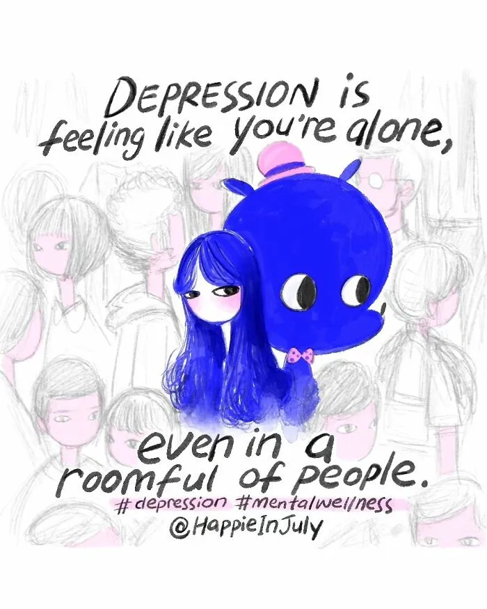 My Comic About A Girl And Her Depression Showcases How They Learn To Live With Each Other (18 Pics)