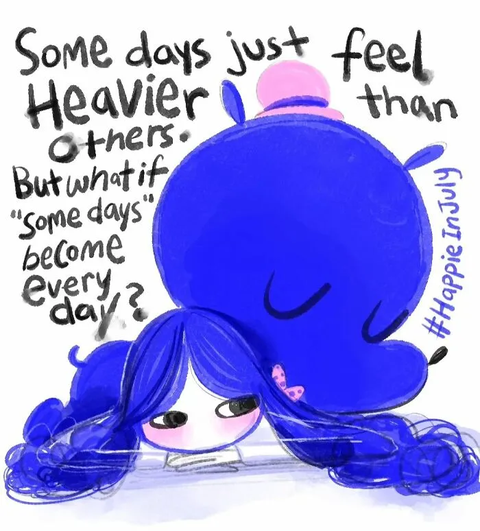 My Comic About A Girl And Her Depression Showcases How They Learn To Live With Each Other (18 Pics)