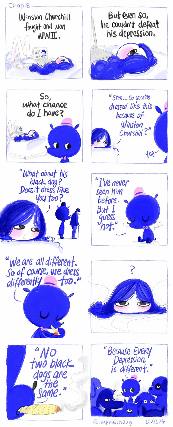 My Comic About A Girl And Her Depression Showcases How They Learn To Live With Each Other (18 Pics)