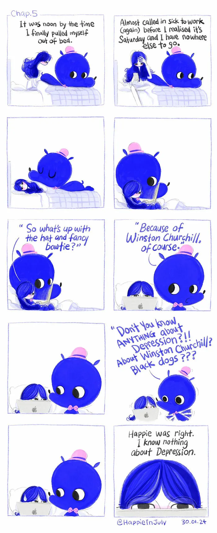 My Comic About A Girl And Her Depression Showcases How They Learn To Live With Each Other (18 Pics)