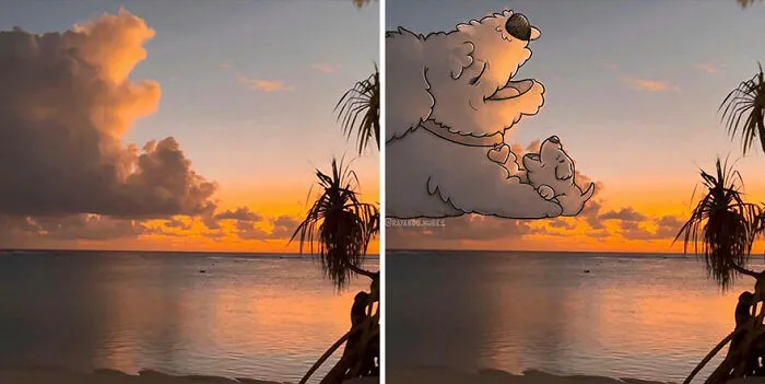 This Artist Creates Fun Illustrations On Pictures Of Clouds (35 New Pics)